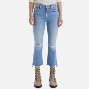 MOTHER insider crop step fray jeans in Thrilling Shots